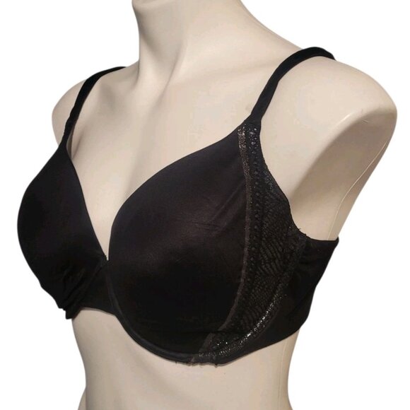 Victoria's Secret Perfect Coverage Lined Bra 38D Black Silver 38 D - Picture 1 of 6